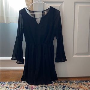 Black dress with bell sleeves